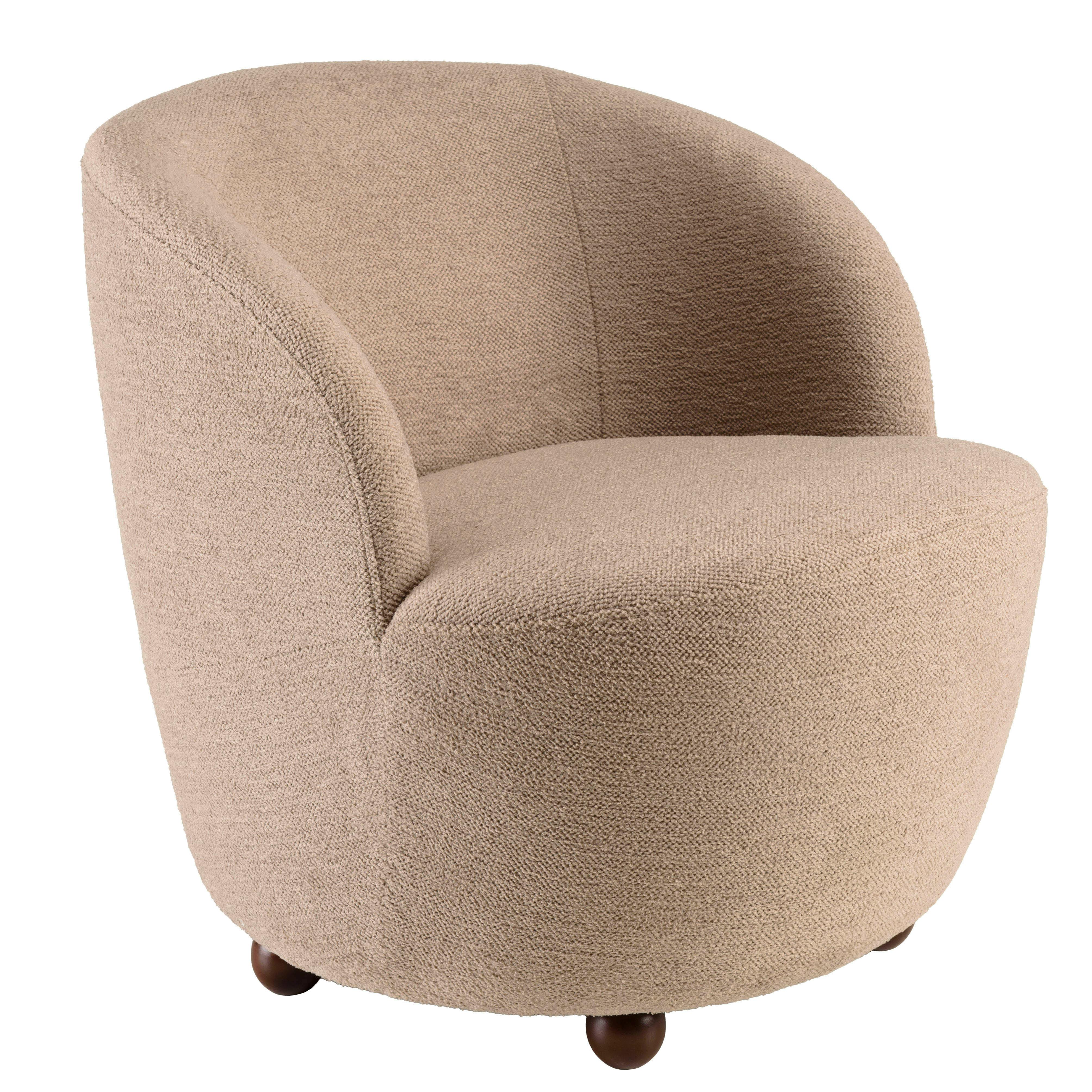 Fauteuil rembourré en tissu taupe CASTILLE, PIER IMPORT