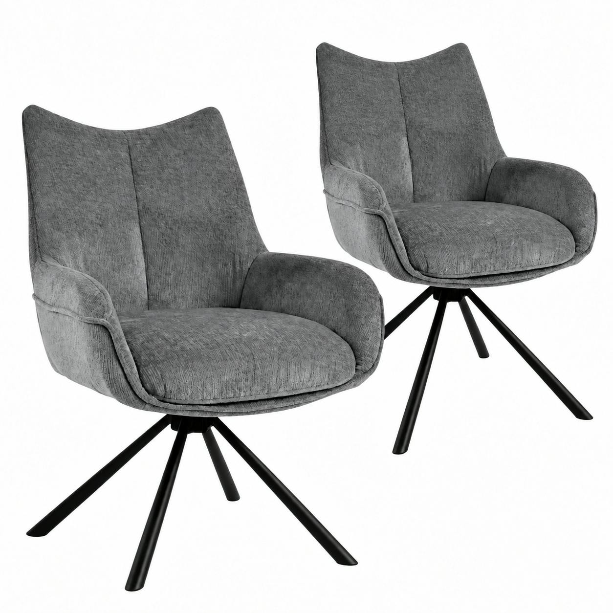 Chaise pivotante en tissu avec accoudoirs (lot de 2) IENA, PIER IMPORT