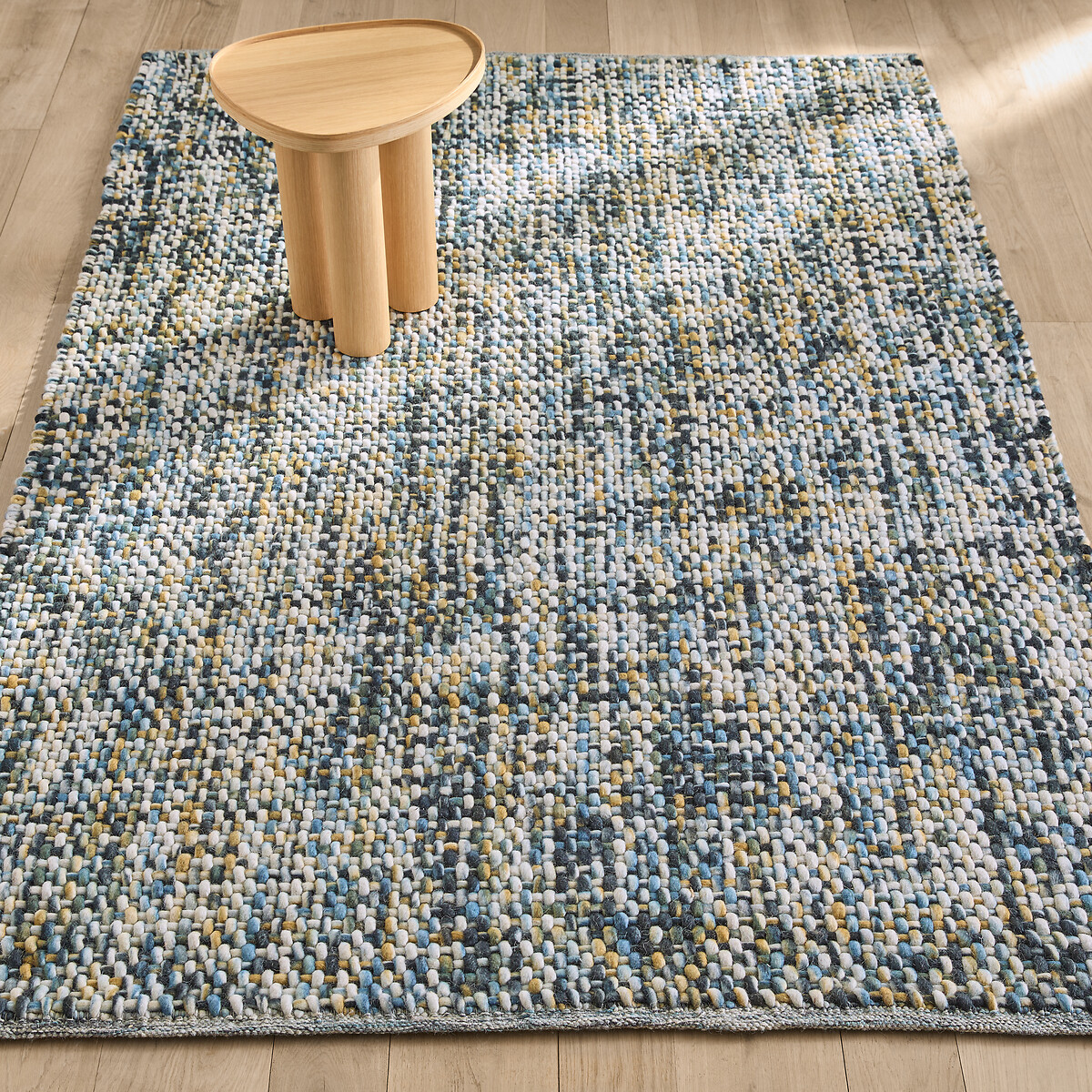 Minder dan wijs borst Dik tapijt in wol, handgeweven, mutanya pauwblauw Am.Pm | La Redoute