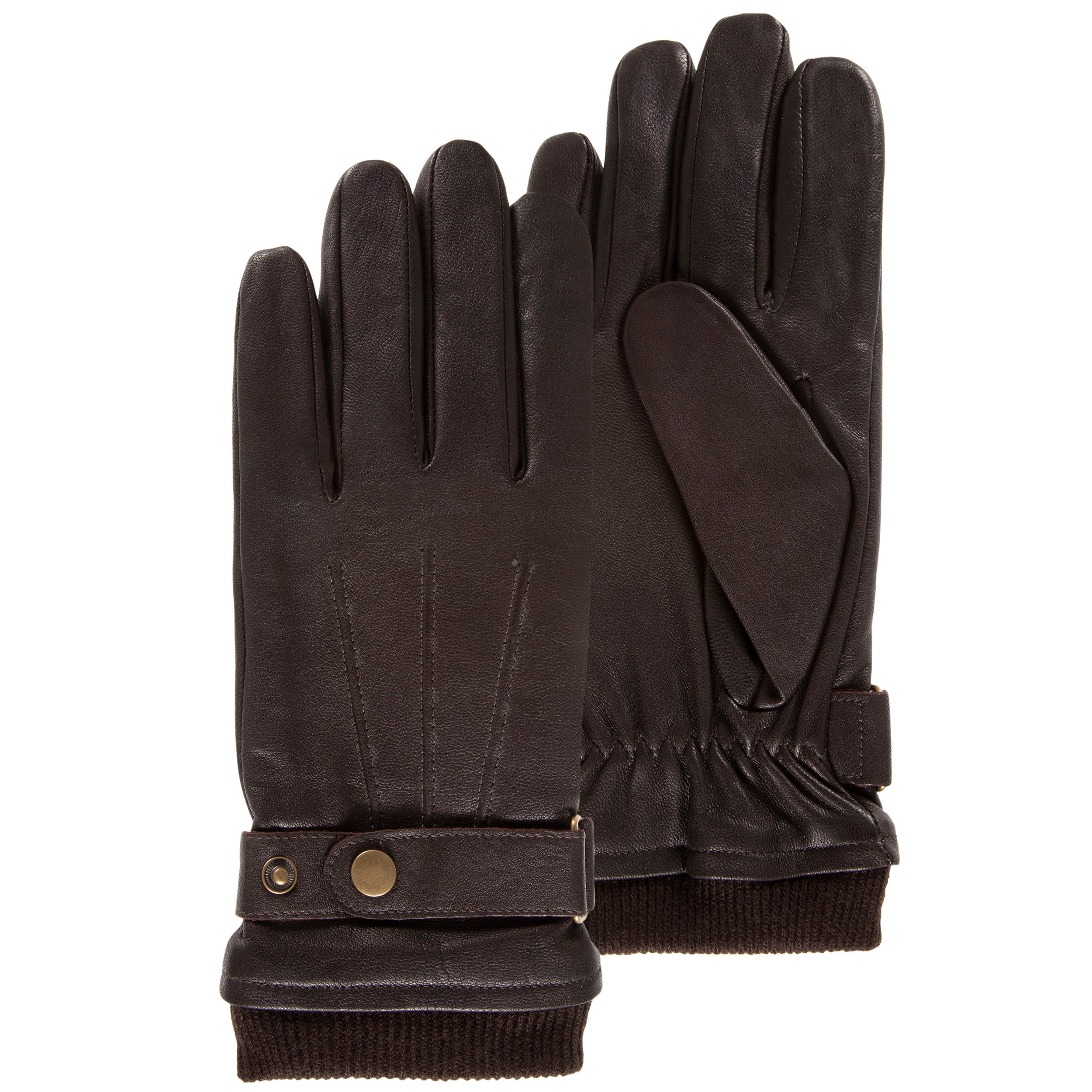 Gants tactiles en cuir de chèvre pleine fleur - doublés polaire, ISOTONER