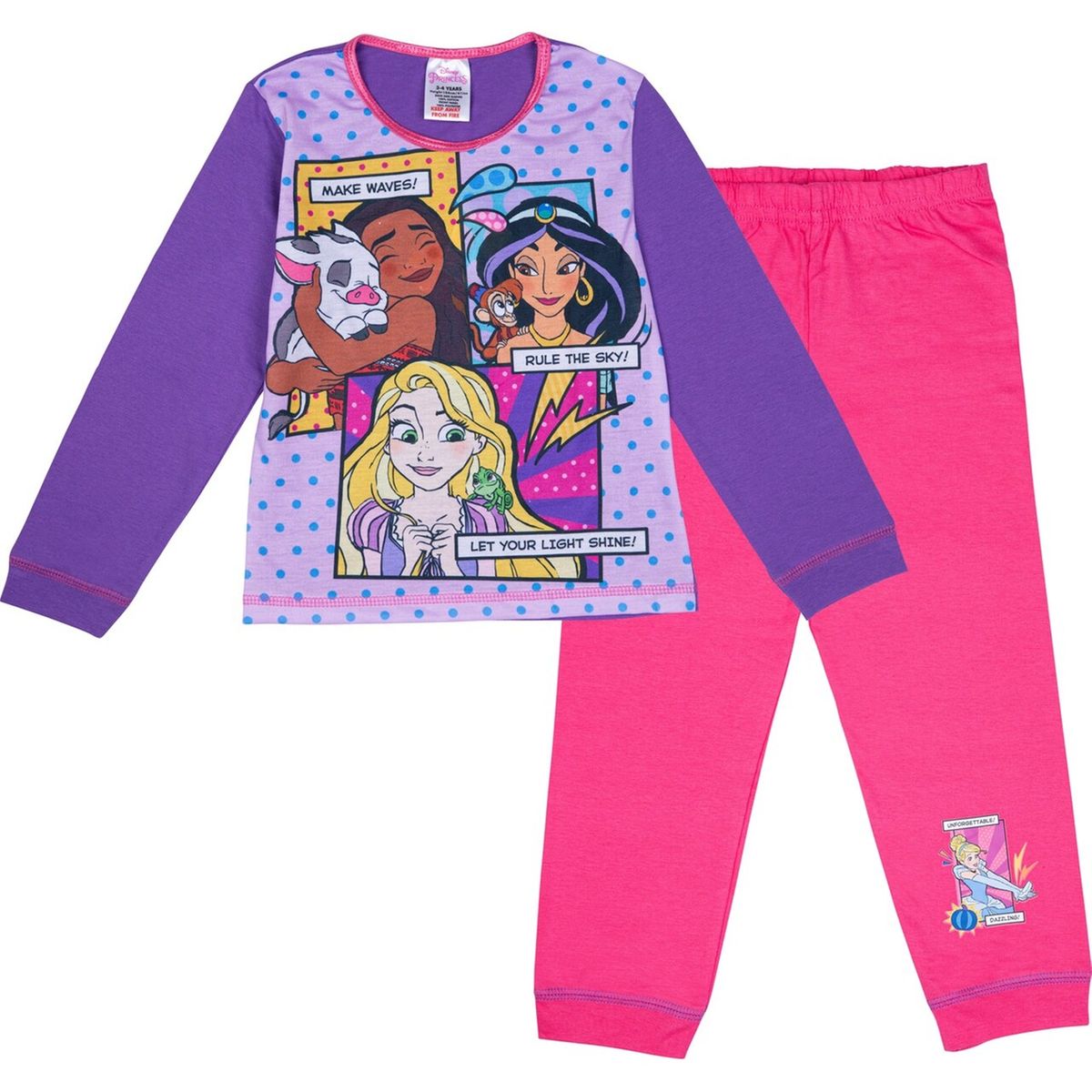 Vêtement Enfant en Coton Jasmine ou Blanche Neige Ariel Raiponce Disney Princesse Pyjama Fille Princesses Cendrillon Idée De Cadeau Filles 2-12 Ans Belle