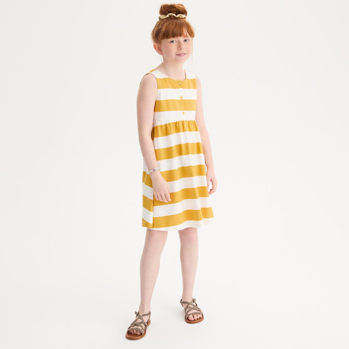 Sleeveless Striped Flared Dress, LA REDOUTE COLLECTIONS