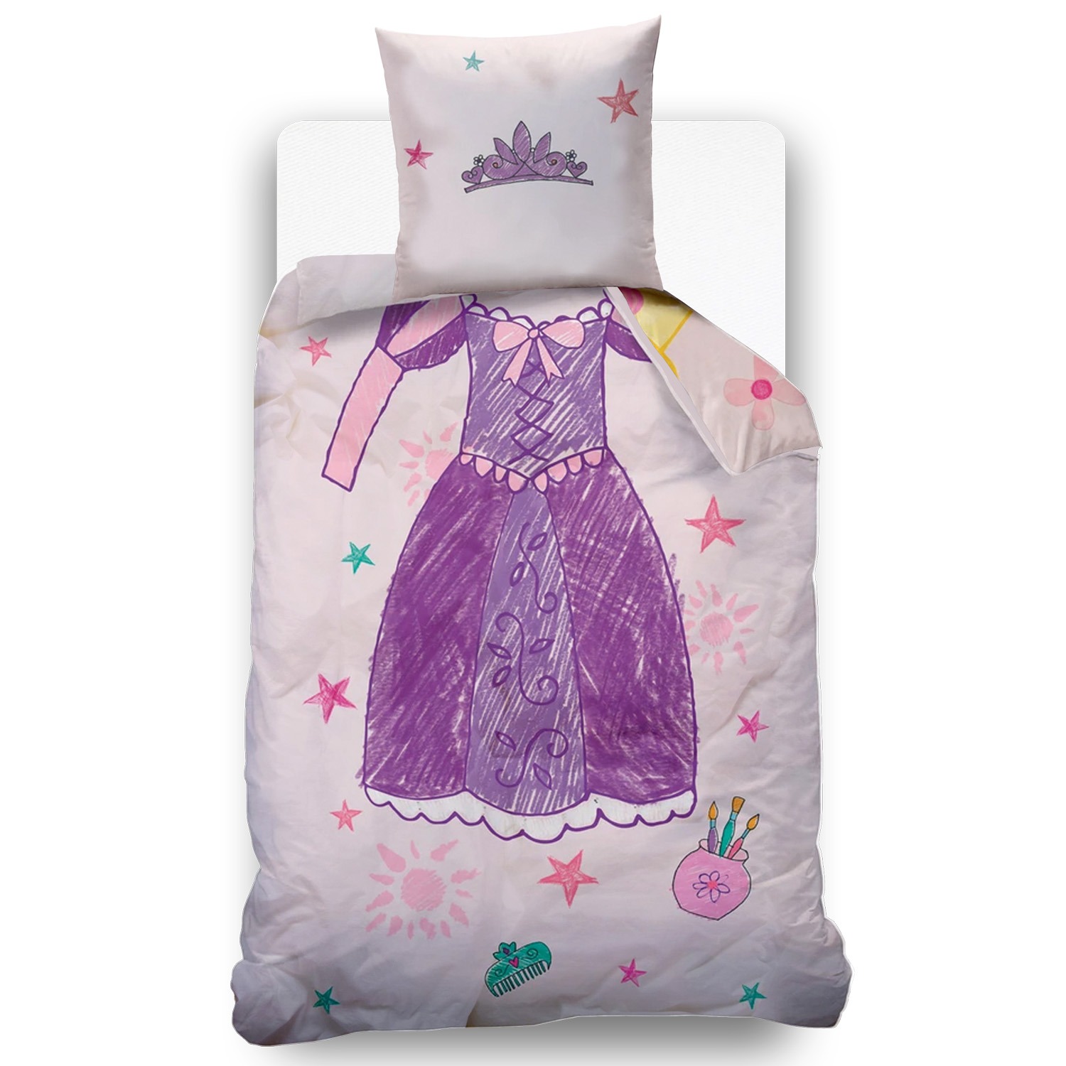Parure de lit Belle et Raiponce, PRINCESSES DISNEY, DISNEY
