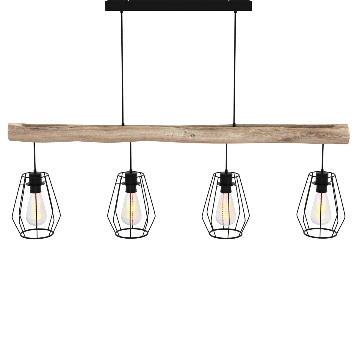 Suspension en bois et métal 4 lampes - CLOTILDE, MAISON PAVANE