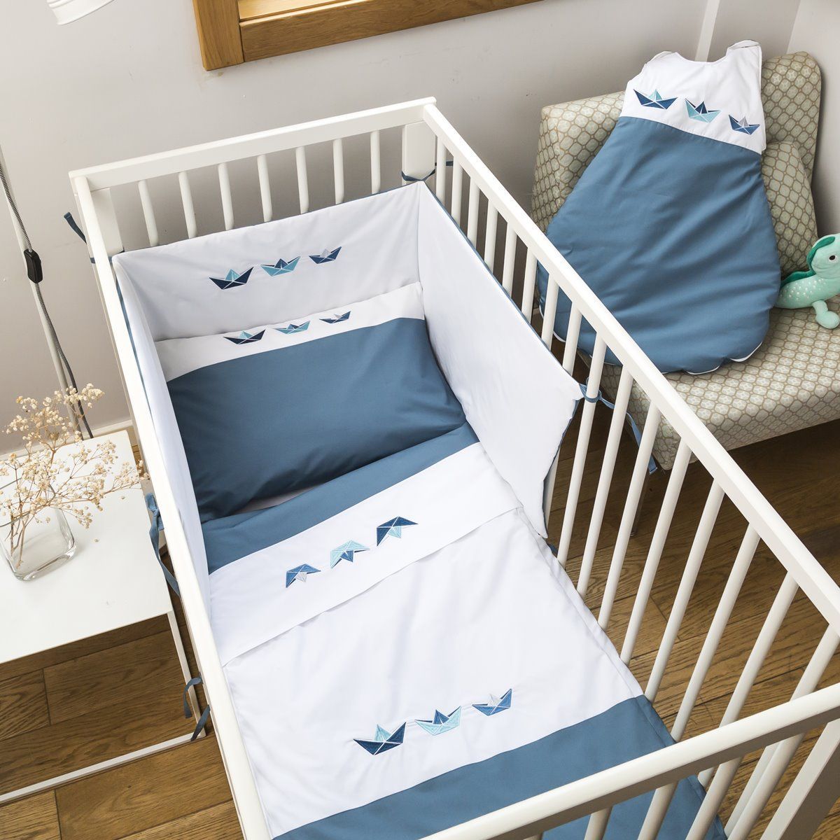 Taille : 60 cm Bleu GeKLok Housse de protection rembourrée pour berceau de bébé Tour de lit pour bébé Tour de lit