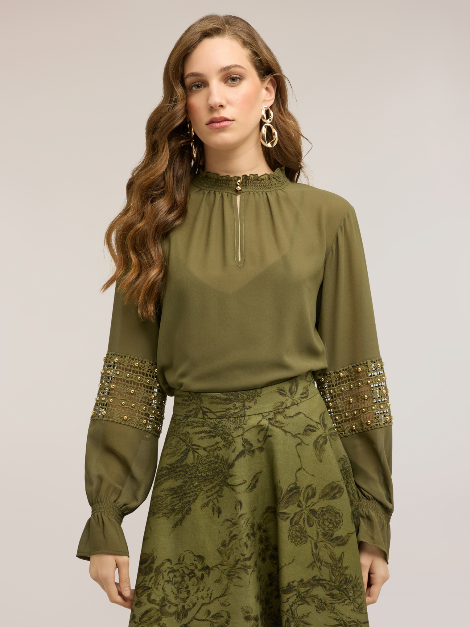 Blouse avec manches brodées, MOTIVI