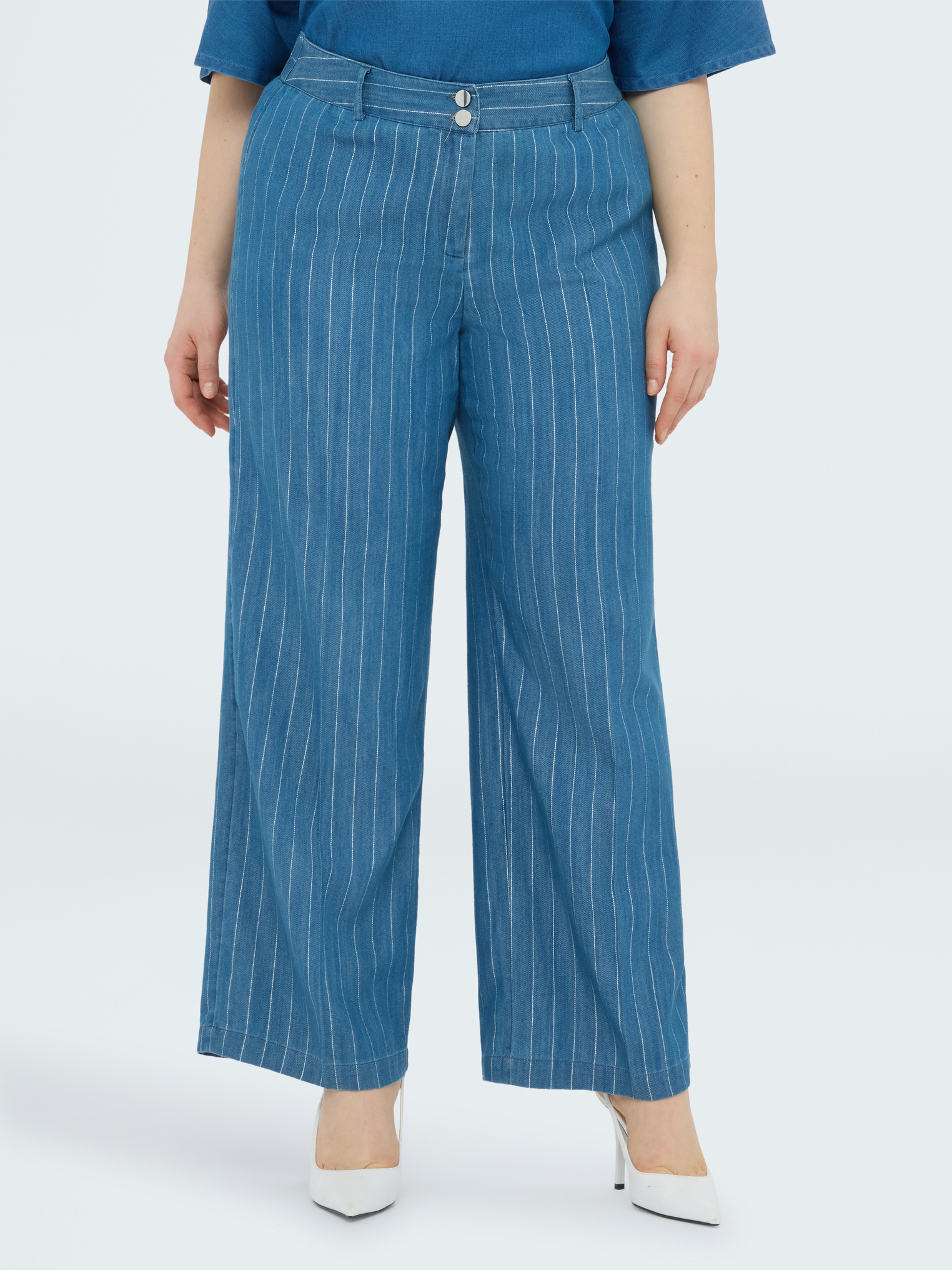 Pantalon Wide Leg à rayures tennis en fil textile, FIORELLA RUBINO