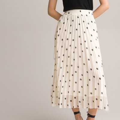 Pleated Midaxi Skirt in Polka Dot Print LA REDOUTE COLLECTIONS