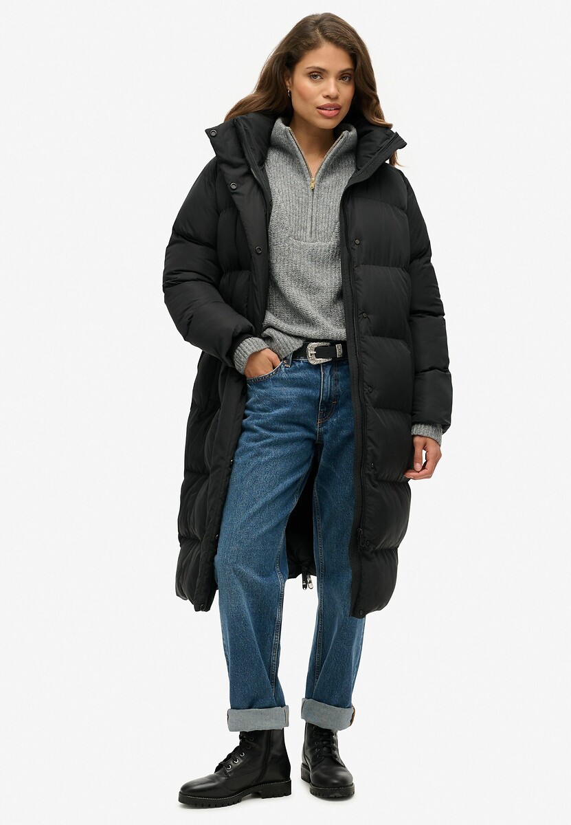 Longline Hooded Puffer Jacket, SUPERDRY
