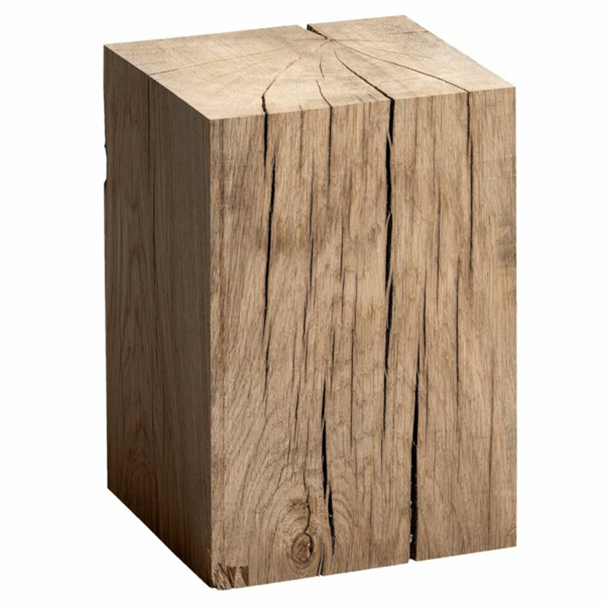Product photograph of Merlin Solid Oak Block Side Table from La Redoute UK