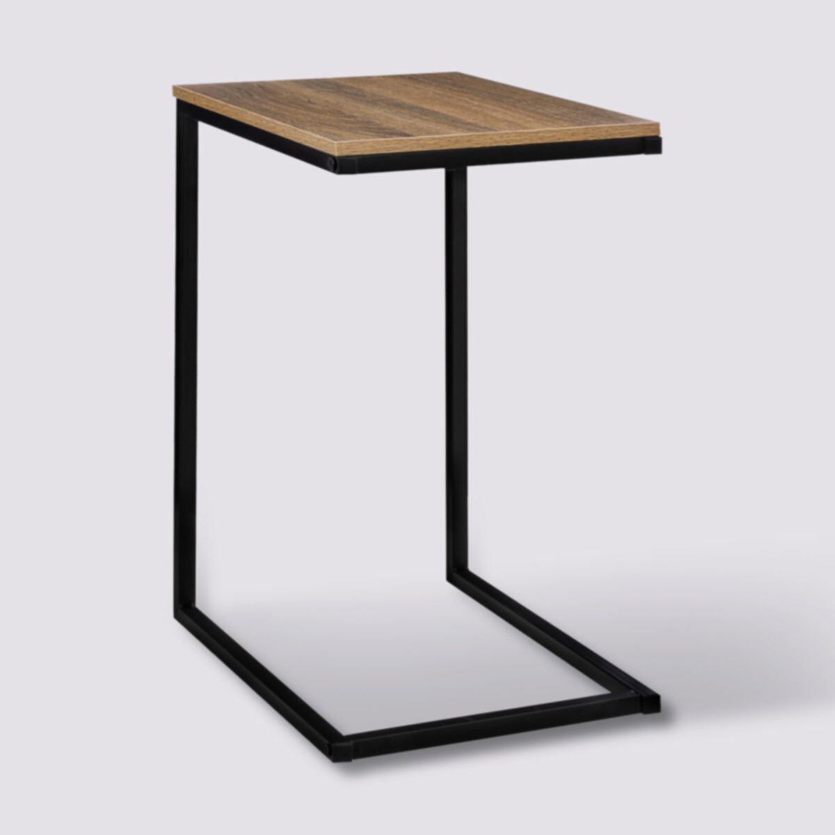 Table d appoint bout de canap m tal noir et bois 45x35x66.5cm