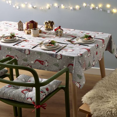 Christmas Gnomes Wipe Clean Table Cloth 132x178cm CATHERINE LANSFIELD