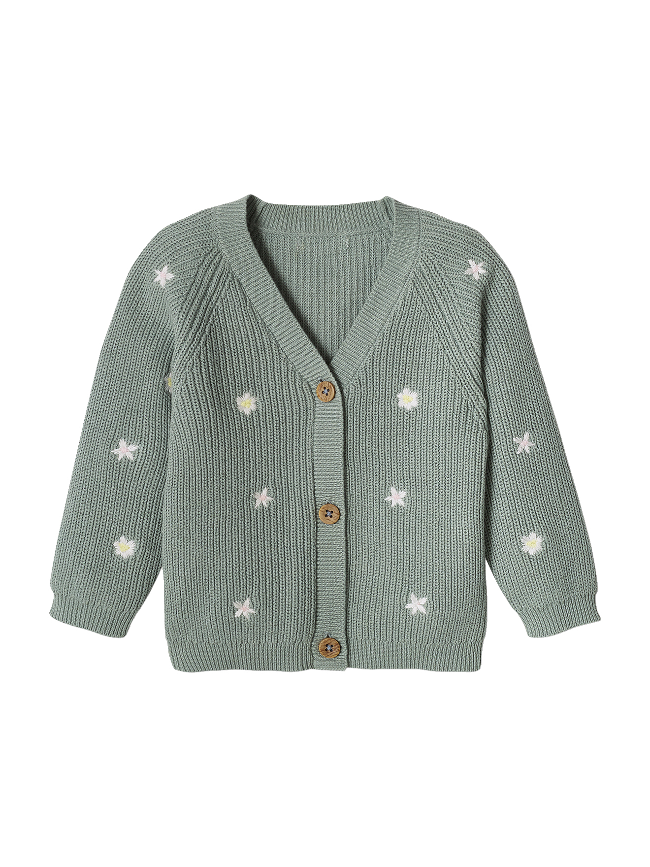 Gilet brodé col V bébé en côtes anglaises COTTAGE, VERTBAUDET