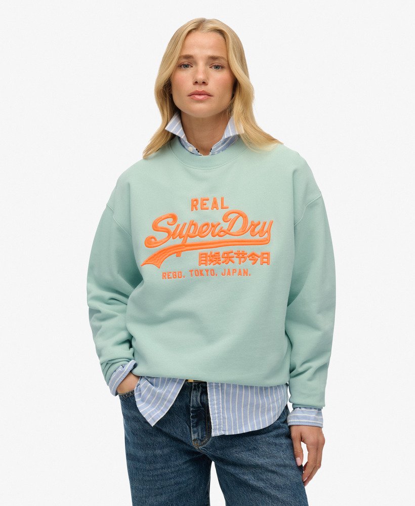 Pull ample à col ras-du-cou fluo Vintage Logo, SUPERDRY