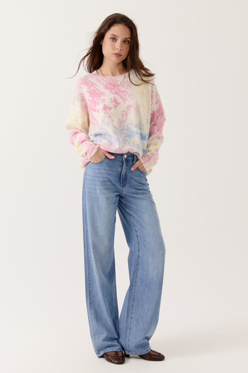 Pull Noelia manches longues col rond coupe droite multicolore, ARTLOVE