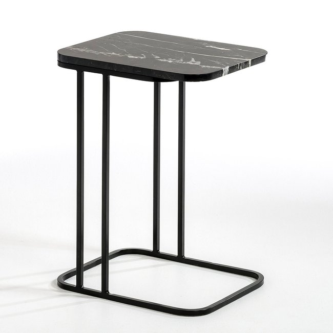 Trebor Metal & Marble Side Table by E.. Gallina, black marble, AM.PM