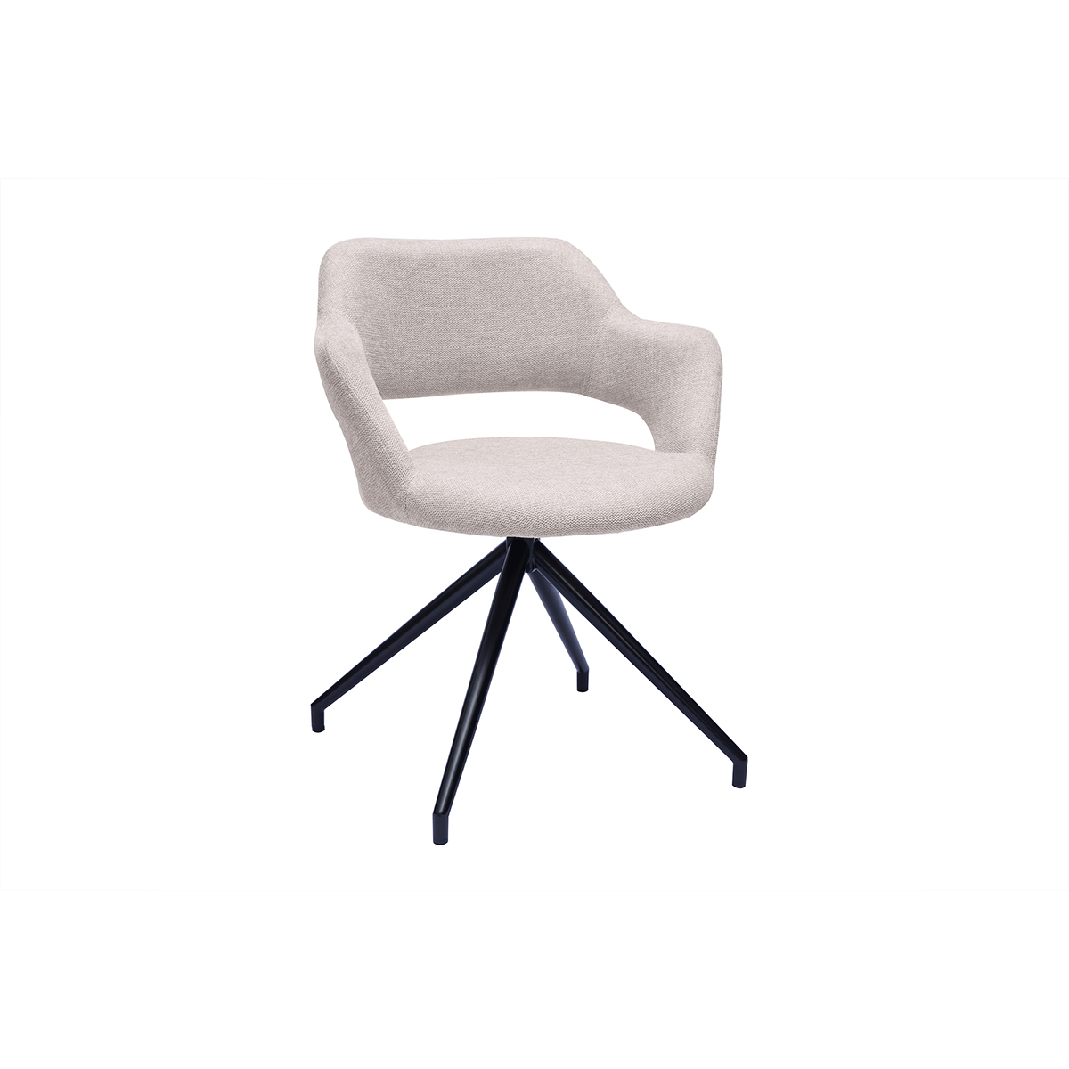 Chaise pivotante 360° en tissu effet velours texturé beige et métal noir JESSY, MILIBOO