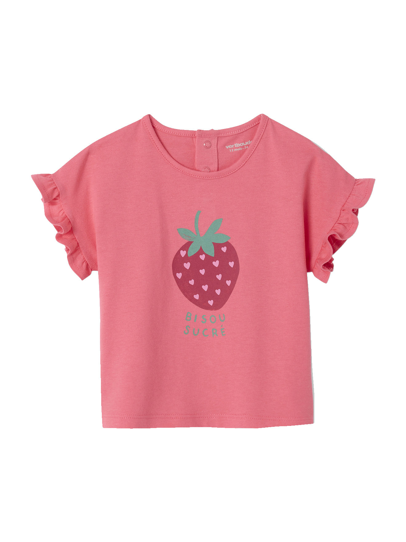 T-shirt manches volantées bébé motif fruit, VERTBAUDET