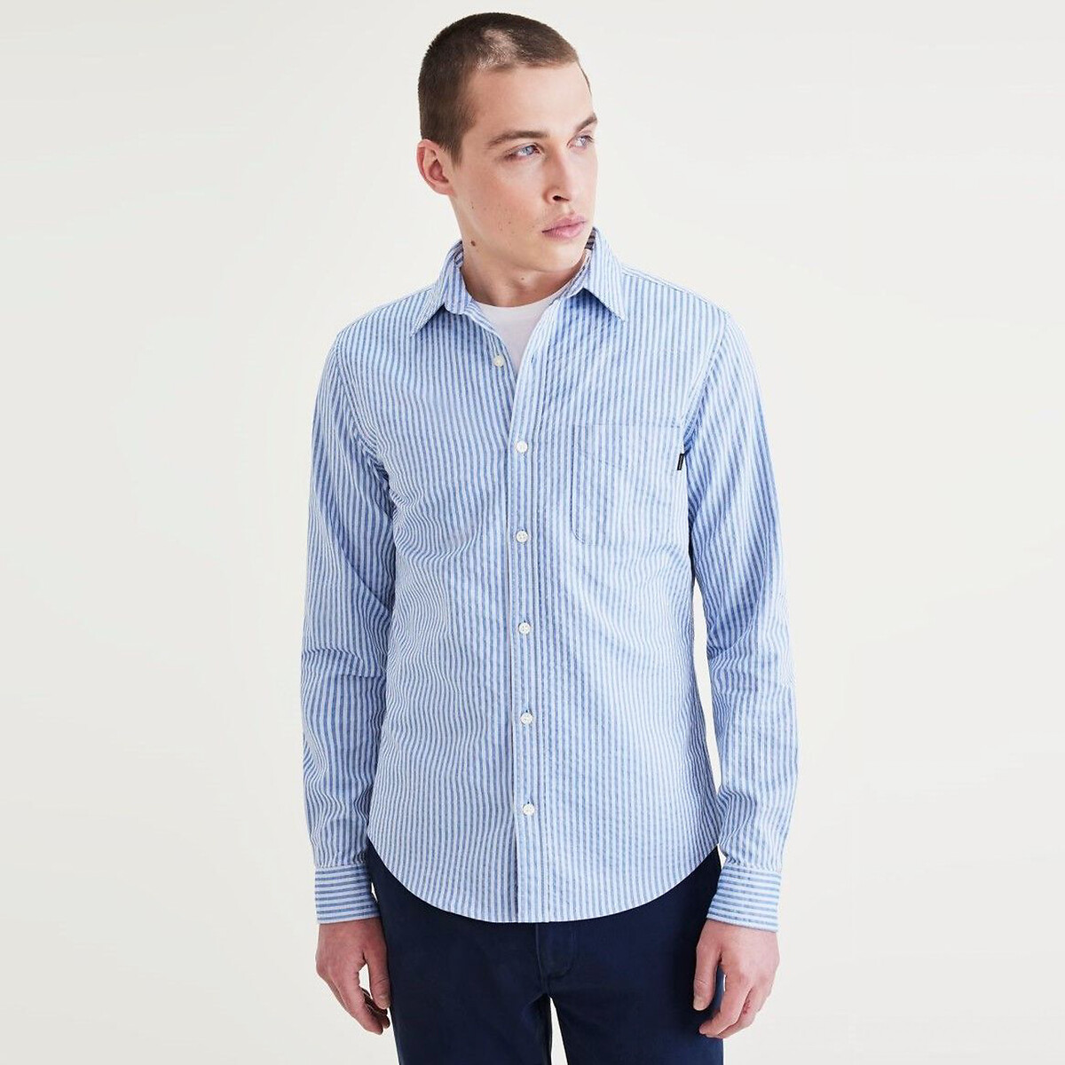 Image of Original Striped Cotton Shirt in Slim Fit