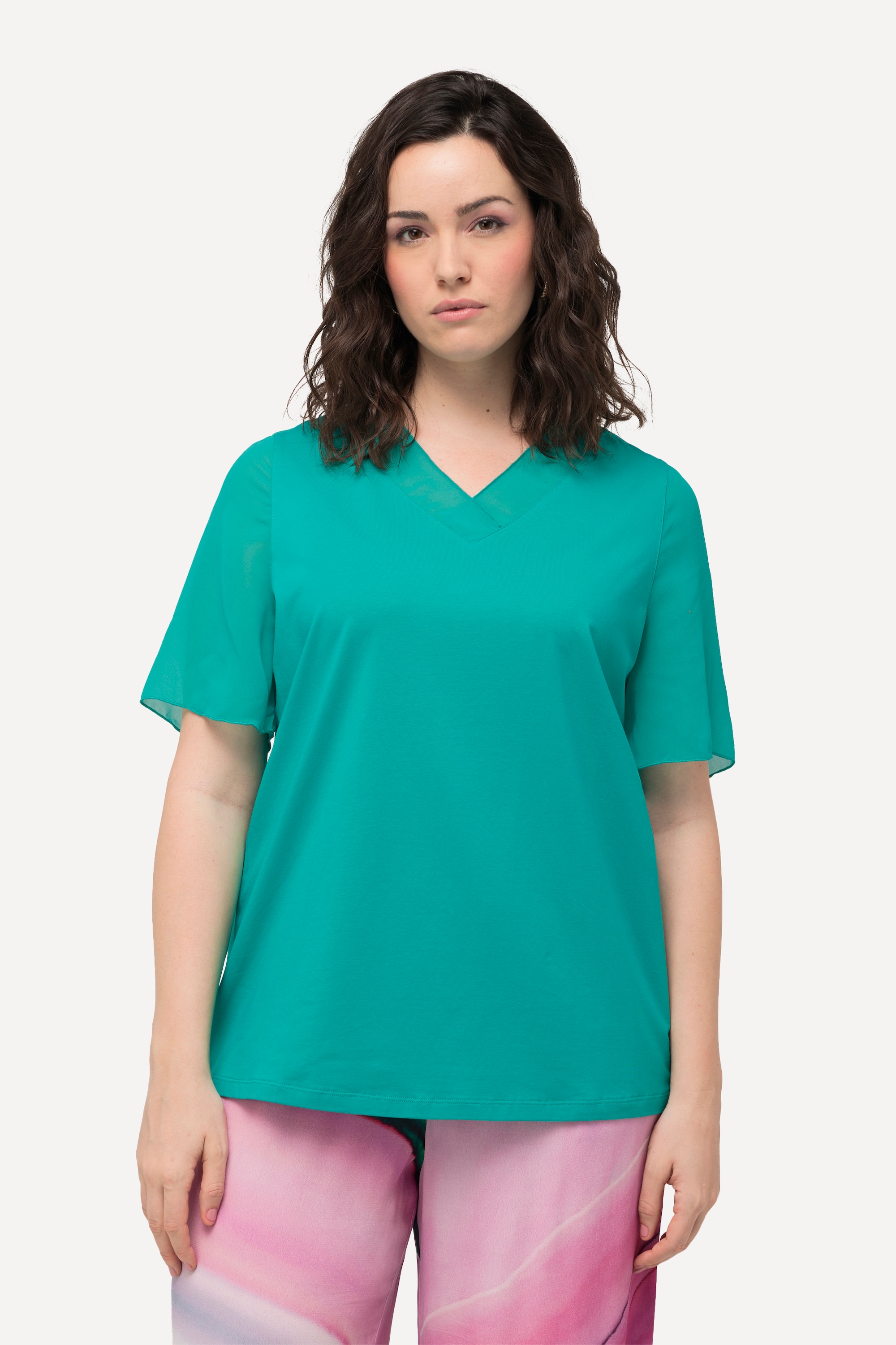 T-shirt manches courtes. Mousseline, ULLA POPKEN