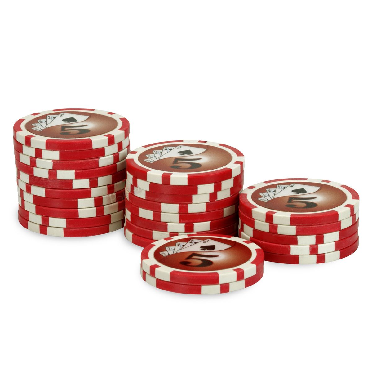 POKEO Rouleau 25 jetons Royal Flush 5 Rouge POKEO Rouleau 25 jetons Royal Flush 5 Rouge