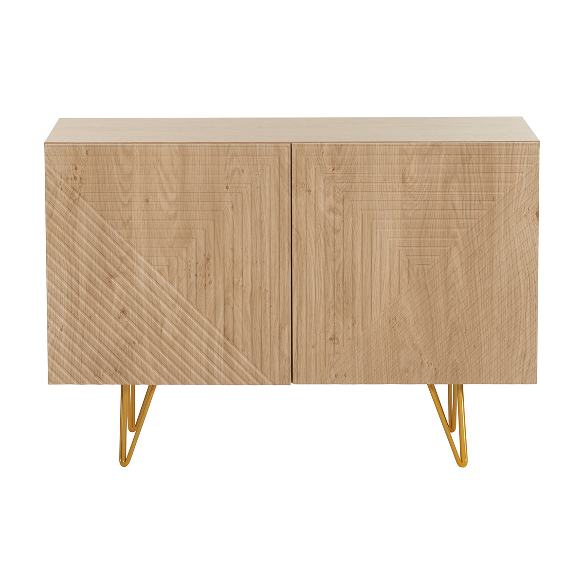 Buffet design gravé 2 portes pieds métal doré L107 cm OZEN, MILIBOO
