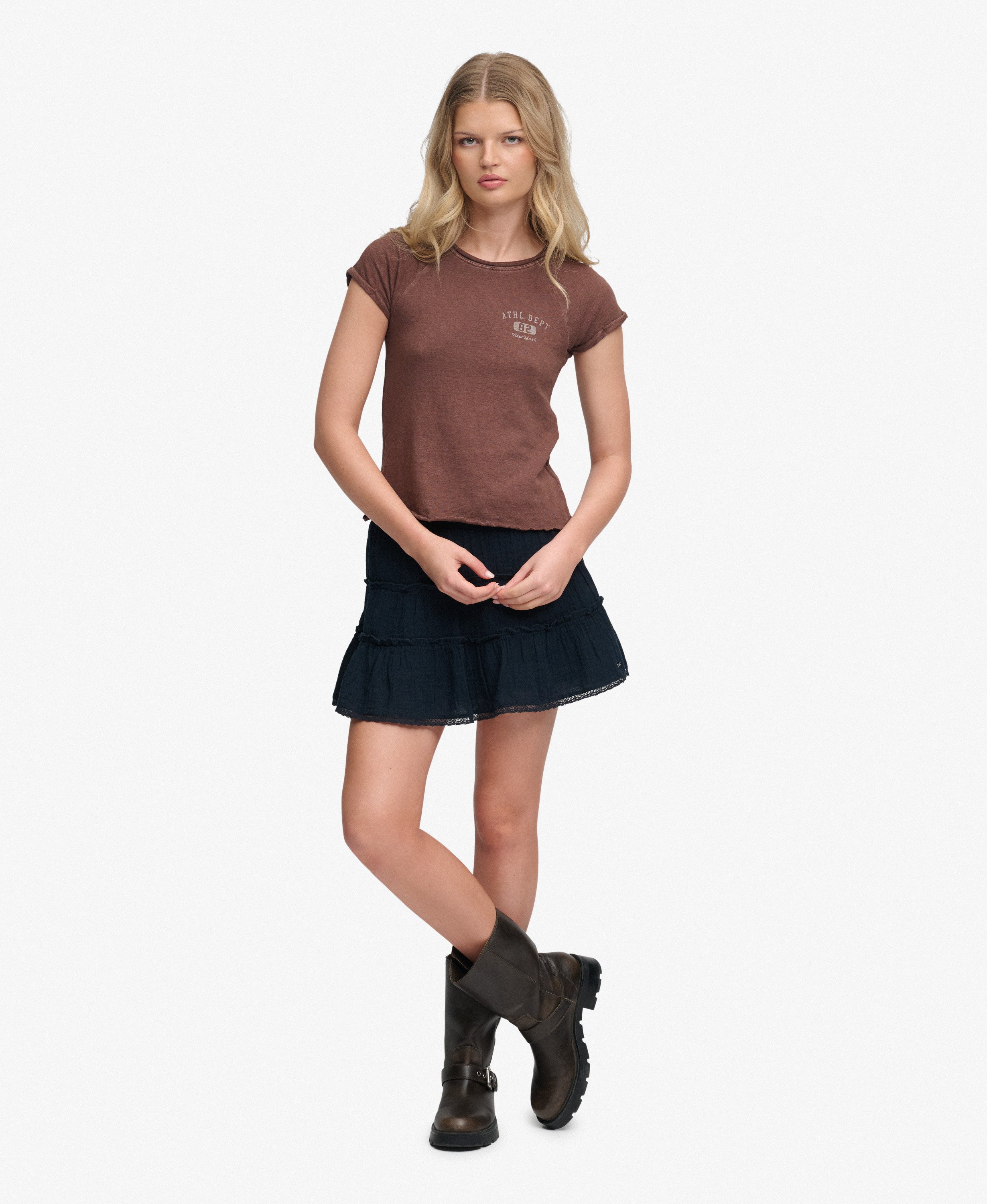Mini-jupe étagée en gaze, SUPERDRY