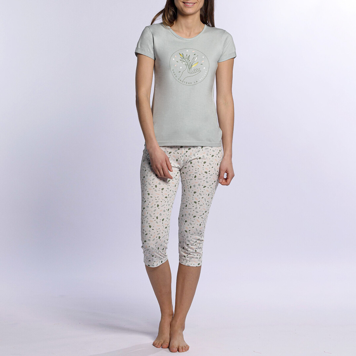 Terre Cropped Pyjamas in Cotton Jersey Mix