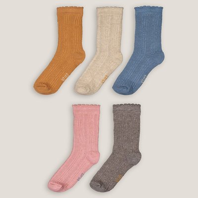 Pack of 5 Pairs of Socks in Plain Textured Cotton Mix LA REDOUTE COLLECTIONS