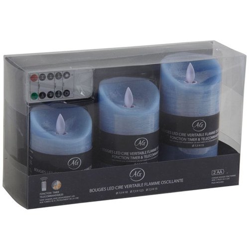 Coffret 3 bougies à led parfumées avec télécommande océan Couleur blue  Aubry Gaspard