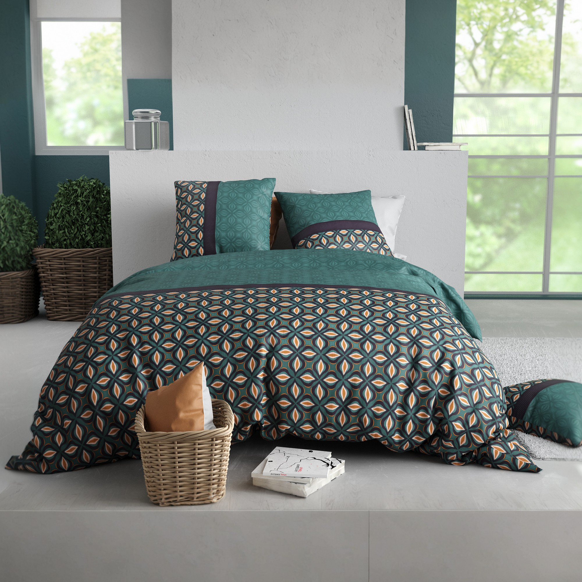 Parure de lit - Housse de couette + taie 100% Coton 57 fils, EDEN