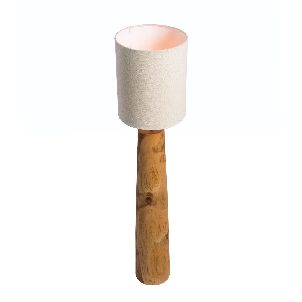 Lampe à poser en teck avec abat-jour en lin AGATHE, HYDILE