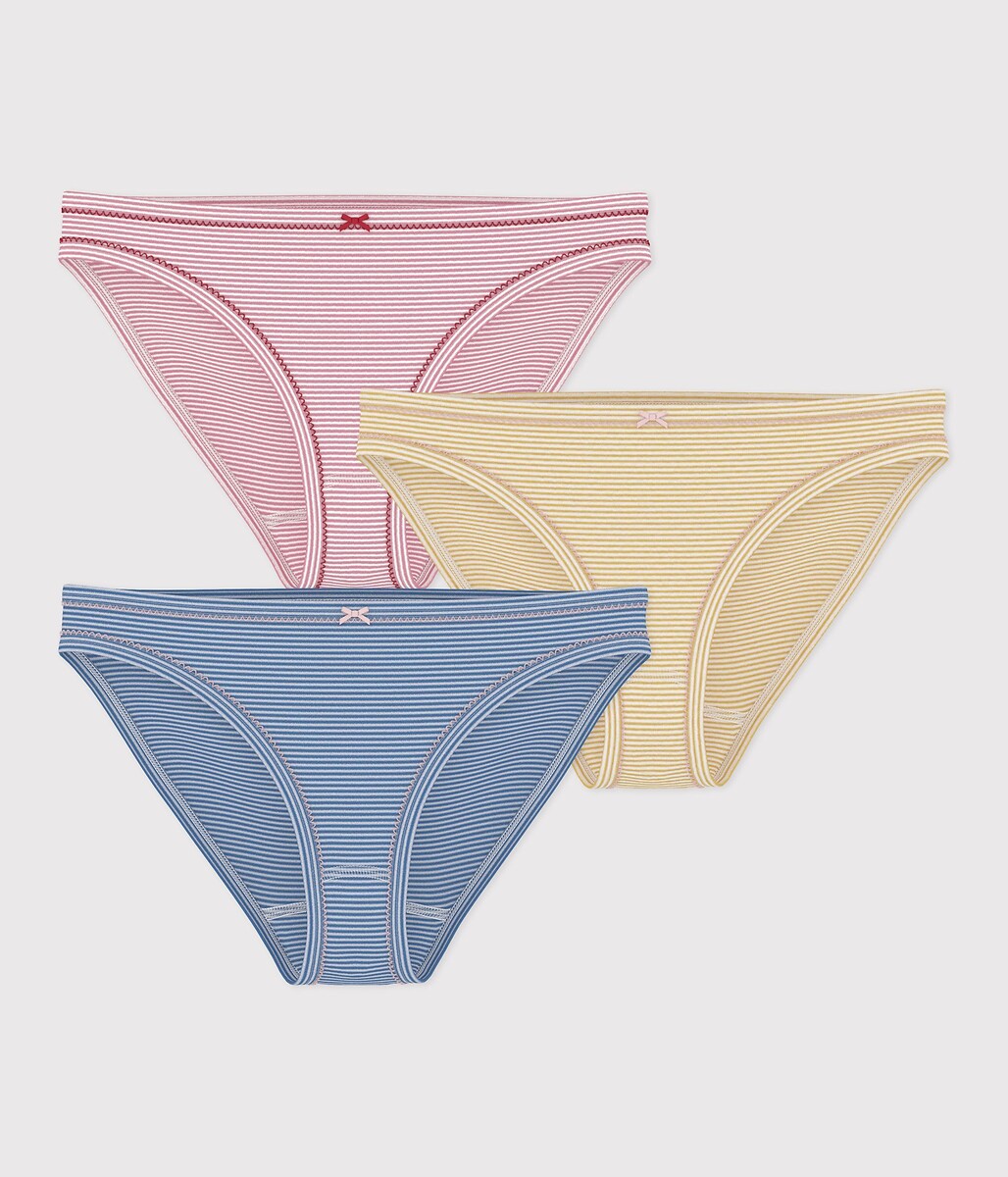 Lot de 3 culottes en coton rayées, PETIT BATEAU