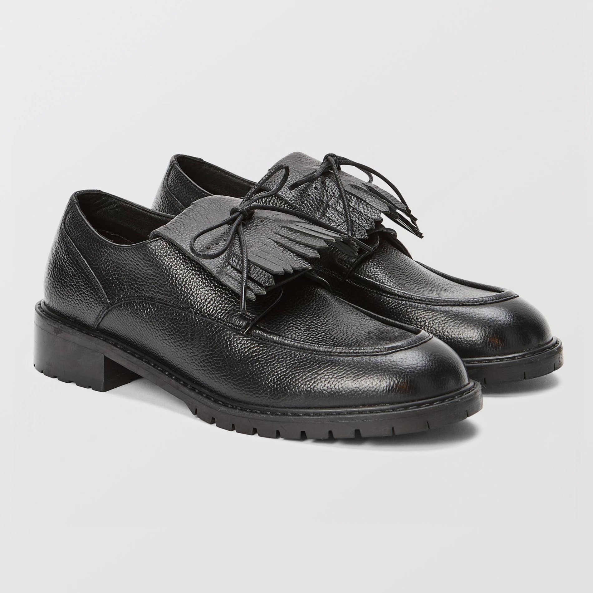 Derbies à franges en cuir, MONOPRIX