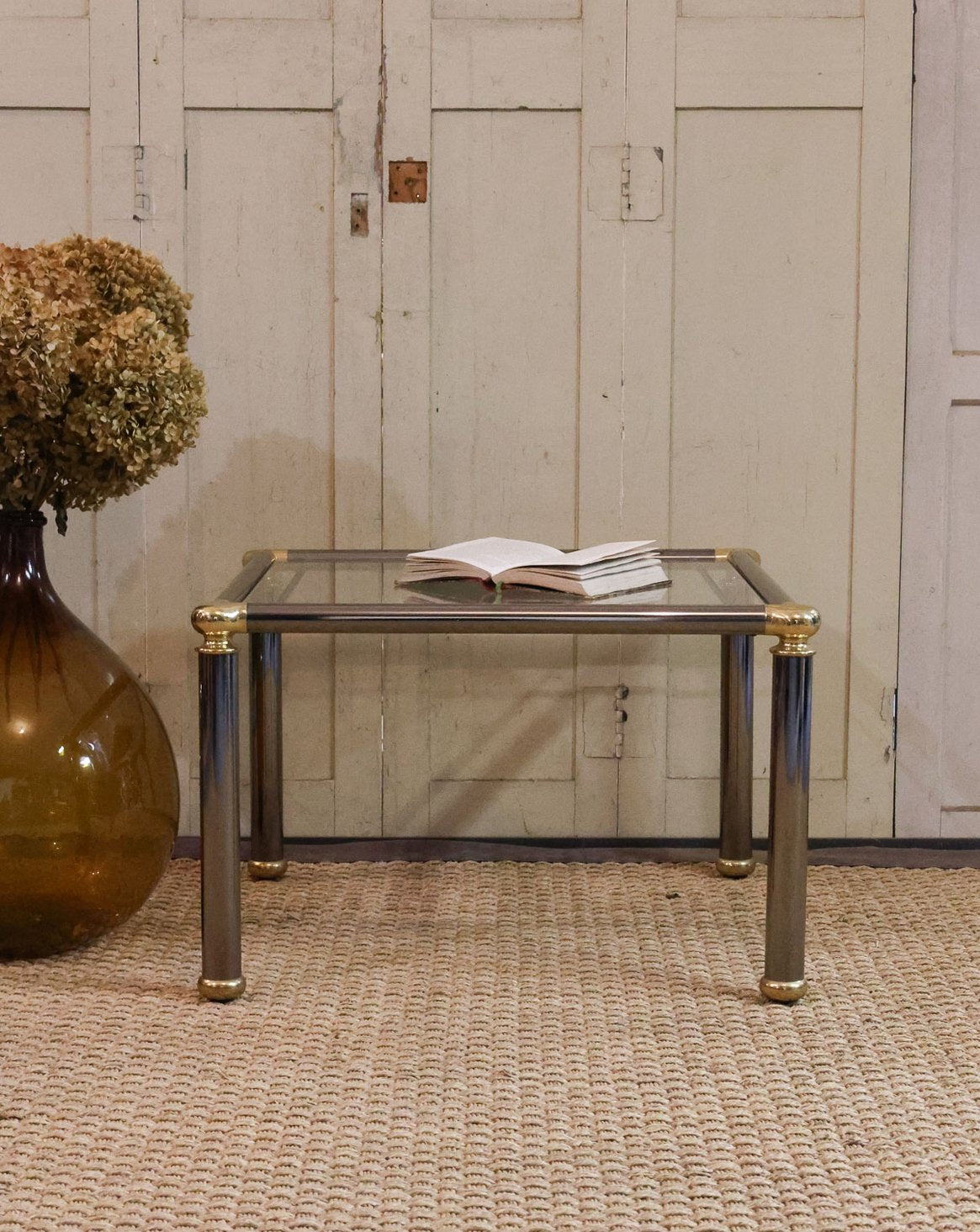 Table basse en verre et chrome Donna N°826 - Bon état, DEBONGOUT