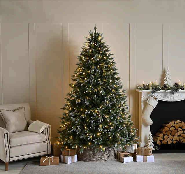 210cm Frosted Belvedere Pink Christmas Tree with LED Lights, SO'HOME