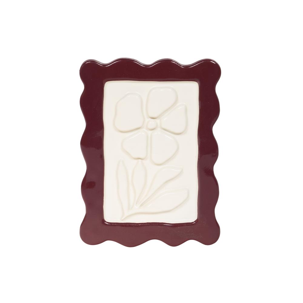 Décoration murale fleurie bordeaux H15,6 cm en résine, AMADEUS