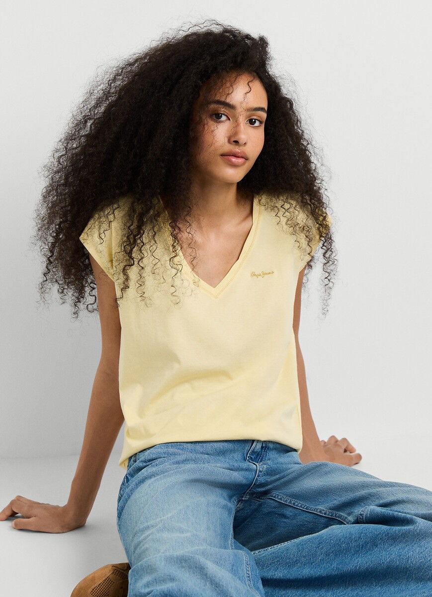 T-shirt met korte mouwen en V-hals, PEPE JEANS