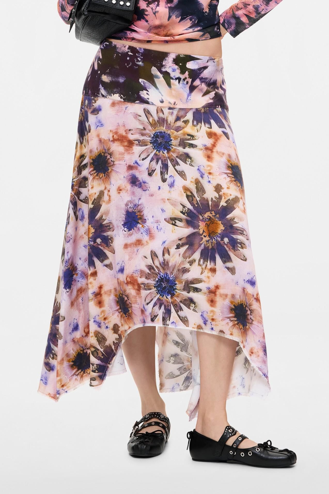 Jupe asymétrique imprimée, DESIGUAL