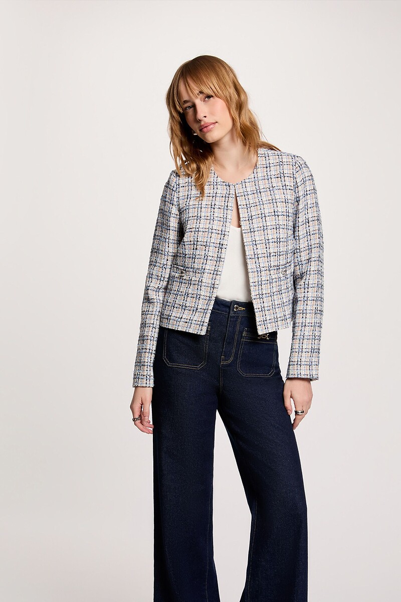 Veste courte à carreaux, MORGAN