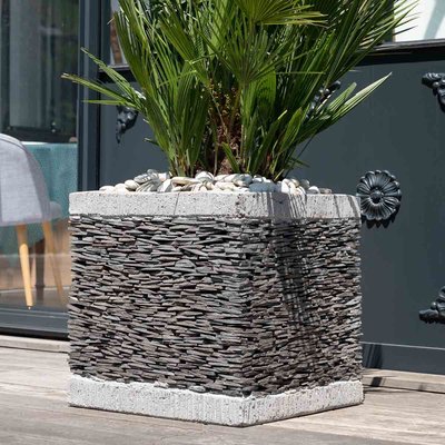 Pot bac jardinière ardoise pierre naturelle carré 50 cm WANDA COLLECTION
