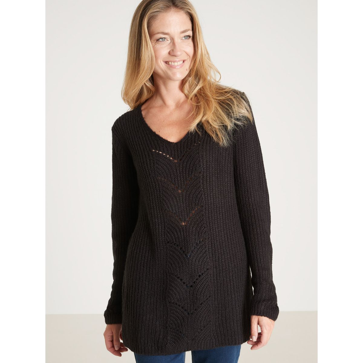 Pull tunique noir femme La Redoute