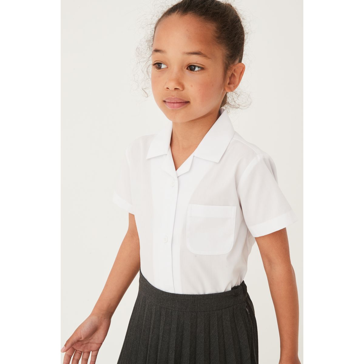 Lot De 5 Chemises D'École à Manches Courtes NEXT - Coton Mélangé Facile à Repasser - Coupe Droite Oversize - Blanc Classique - 3