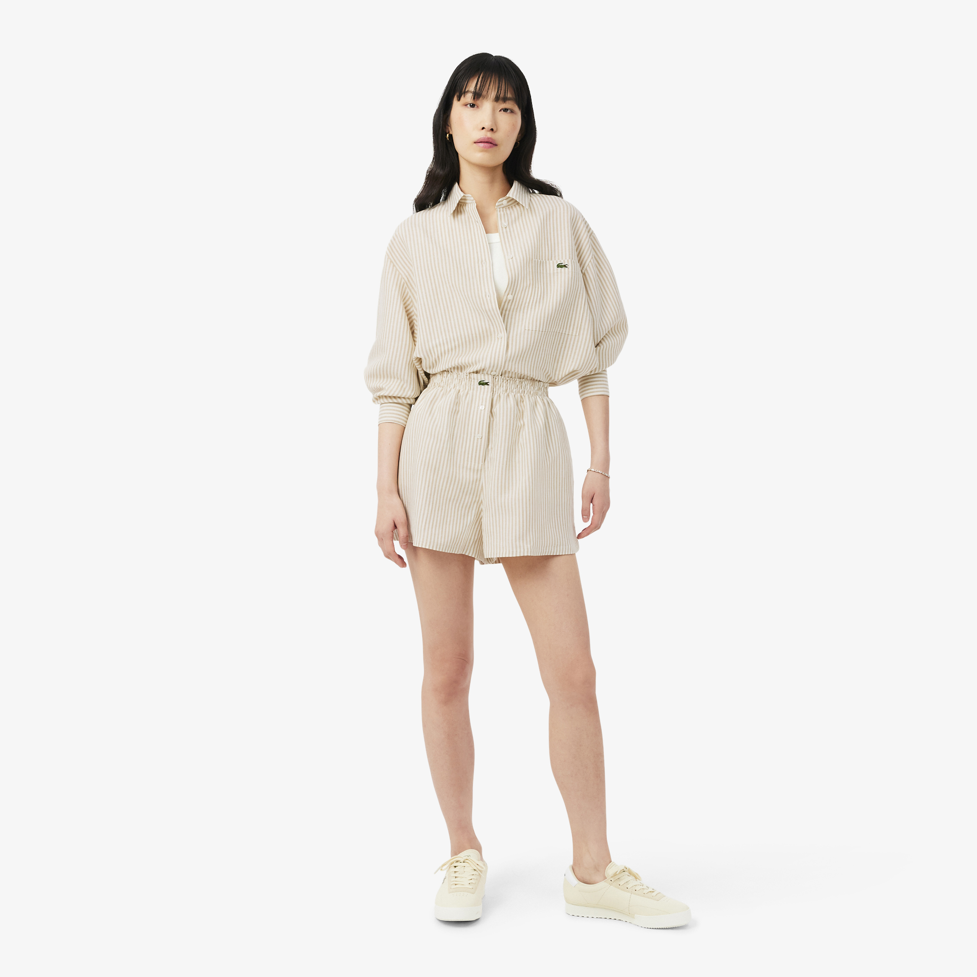 Short oversize lin mélangé, LACOSTE