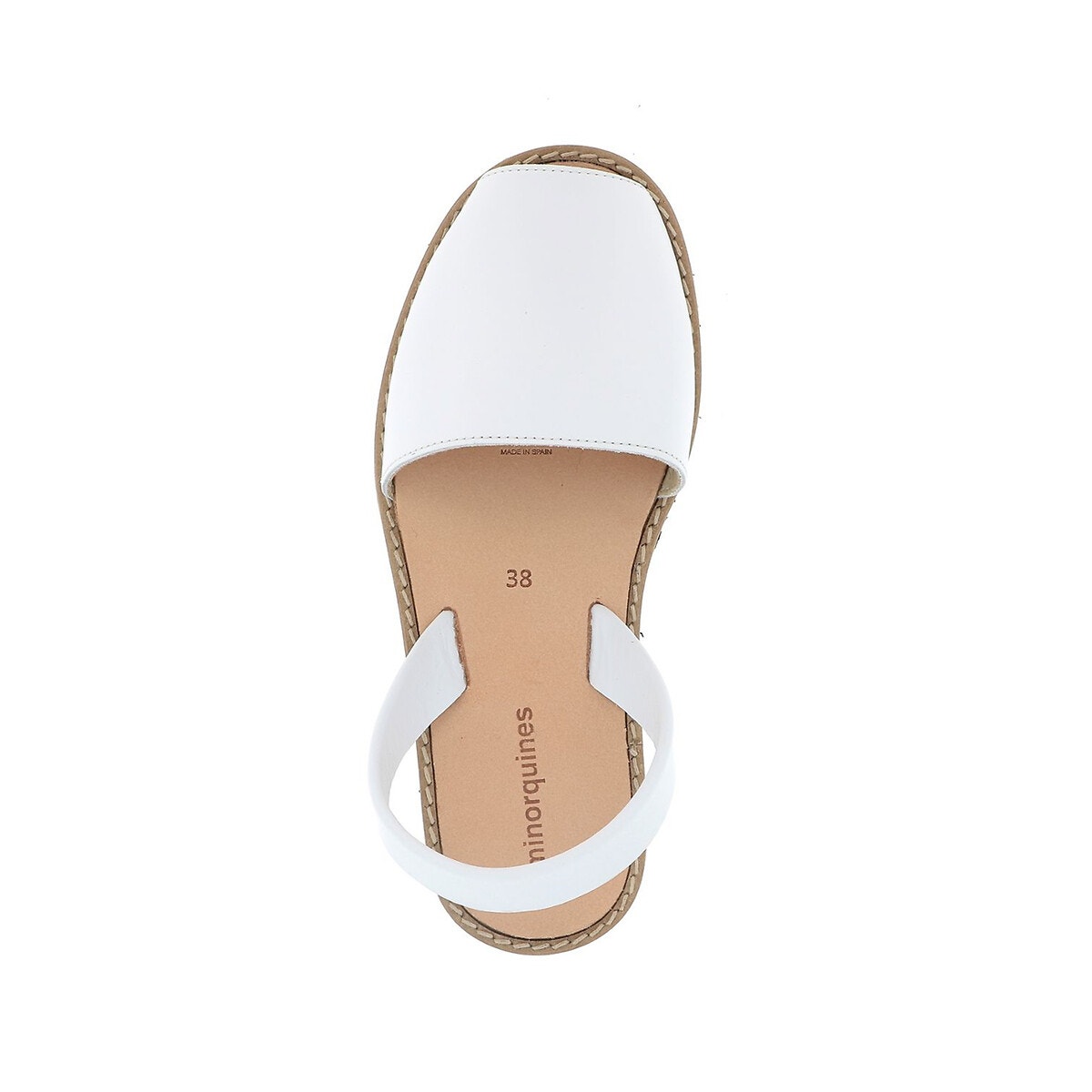Sandales en cuir talon plat avarca cuir blanco blanc Minorquines