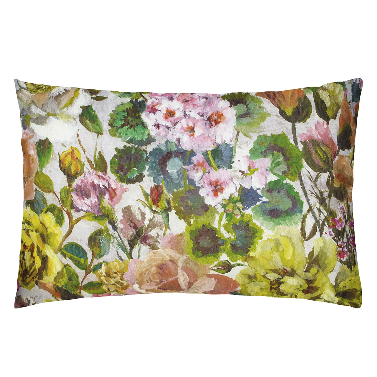Taie d'oreiller imprimée en satin de coton, GRANDIFLORA, DESIGNERS GUILD