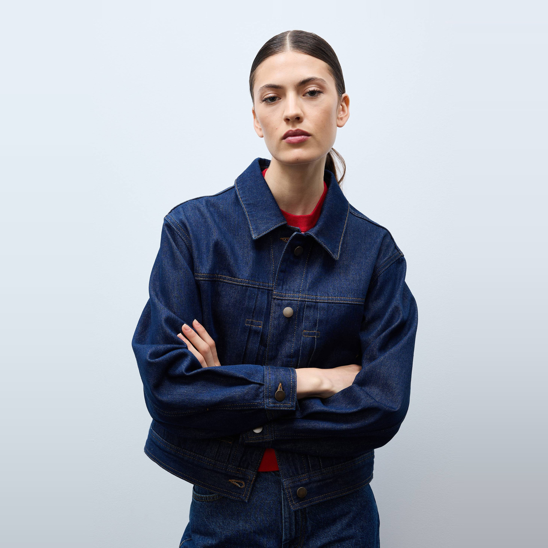 Blouson boutonné en jean, MONOPRIX