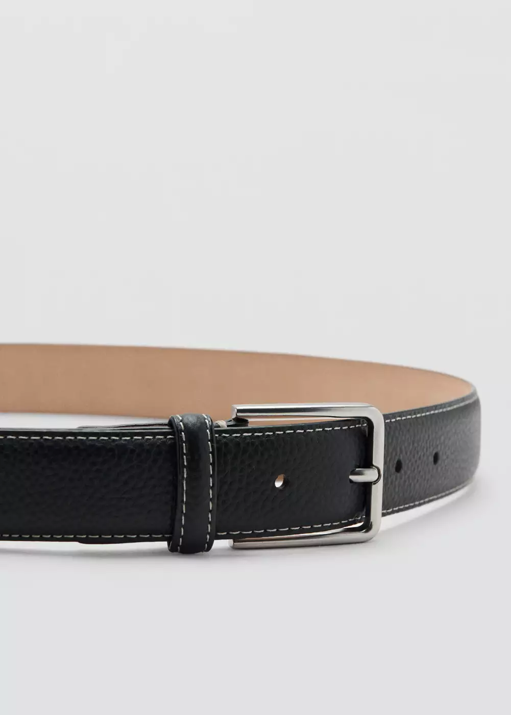 Ceinture cuir coutures contrastées, MANGO MAN