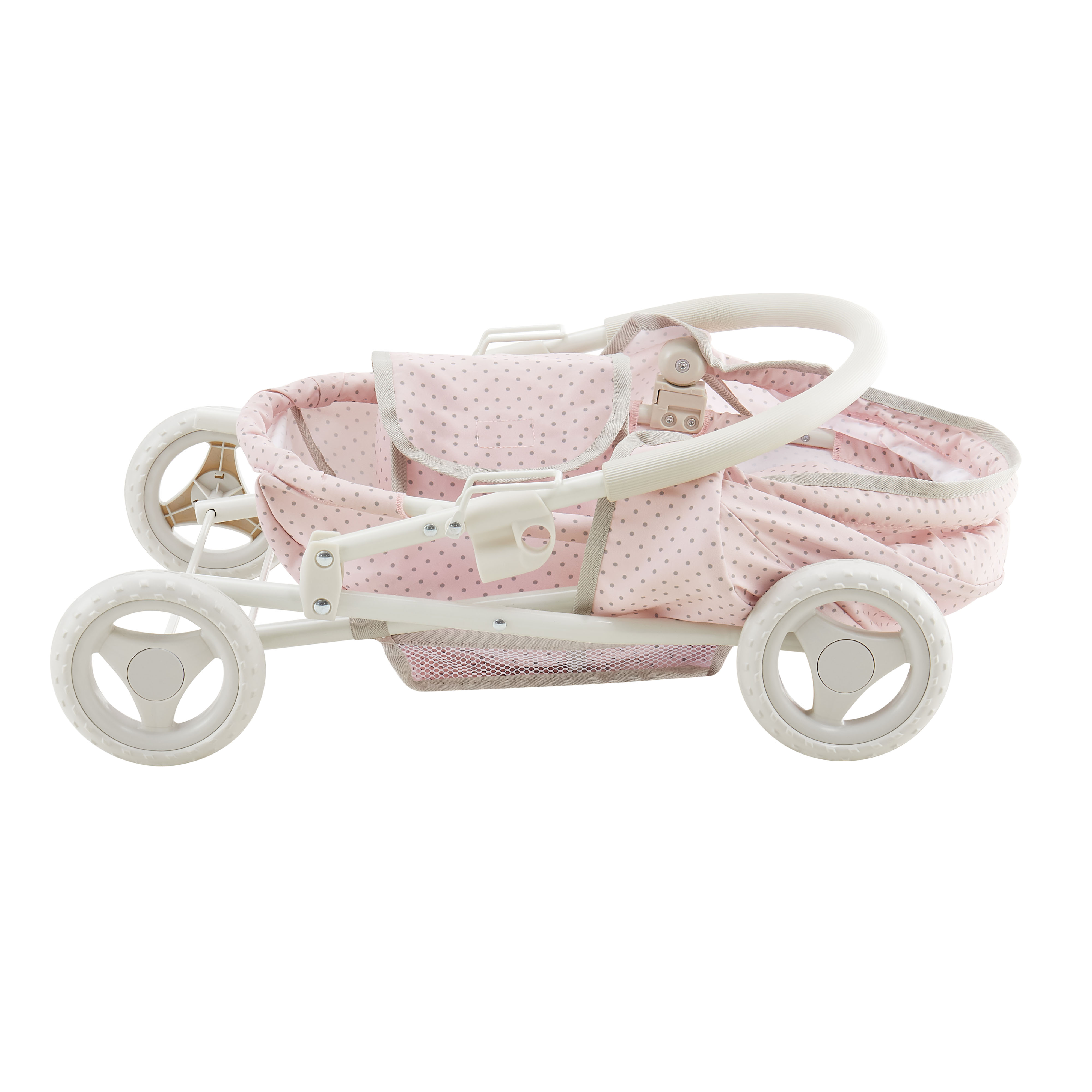 Poussette Landau Nacelle Pour Poupon - Olivias Little World OL-00003 Avec Pois Gris