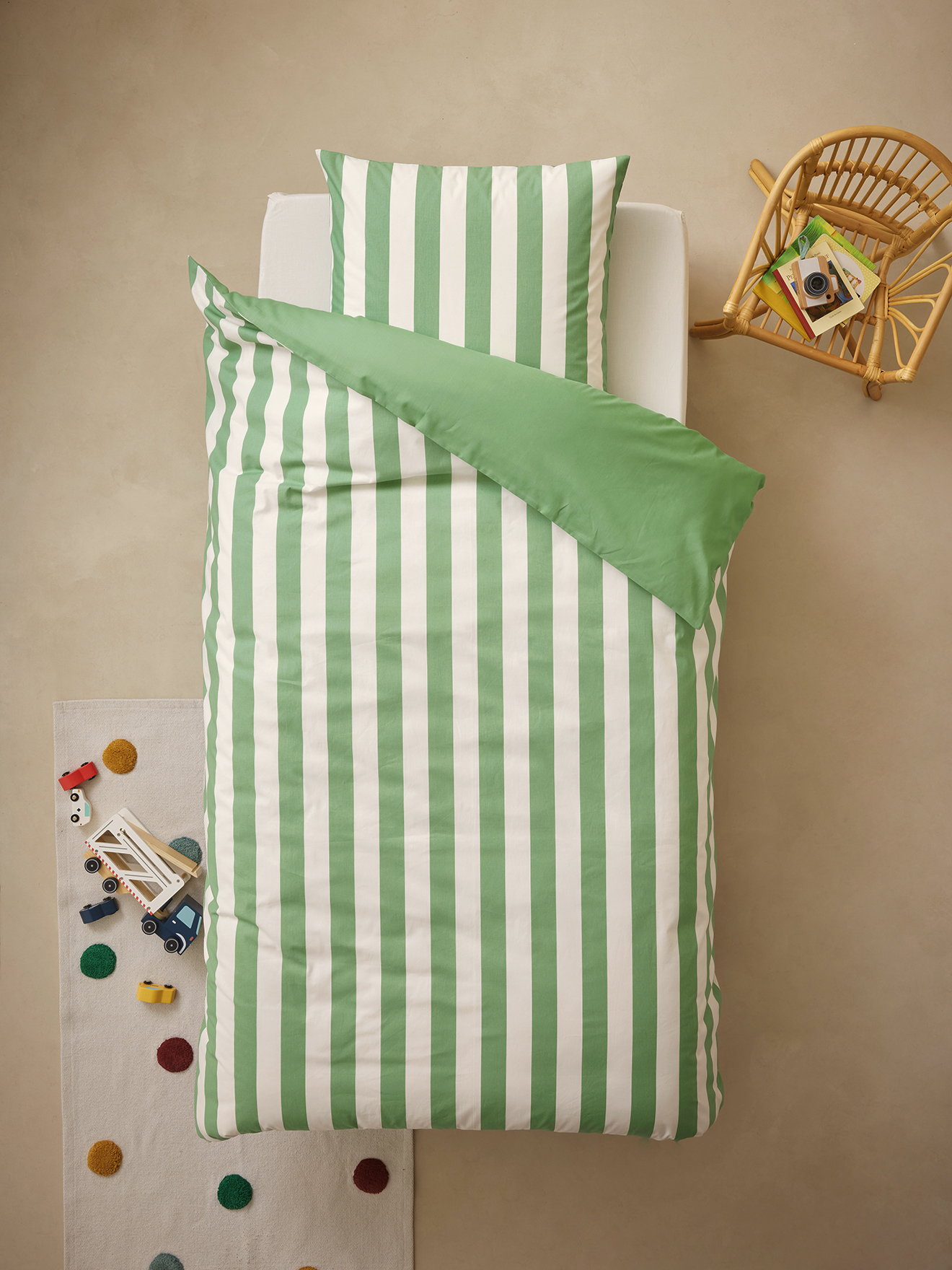 Parure housse de couette et taie d'oreiller avec coton recyclé TRANSAT, VERTBAUDET